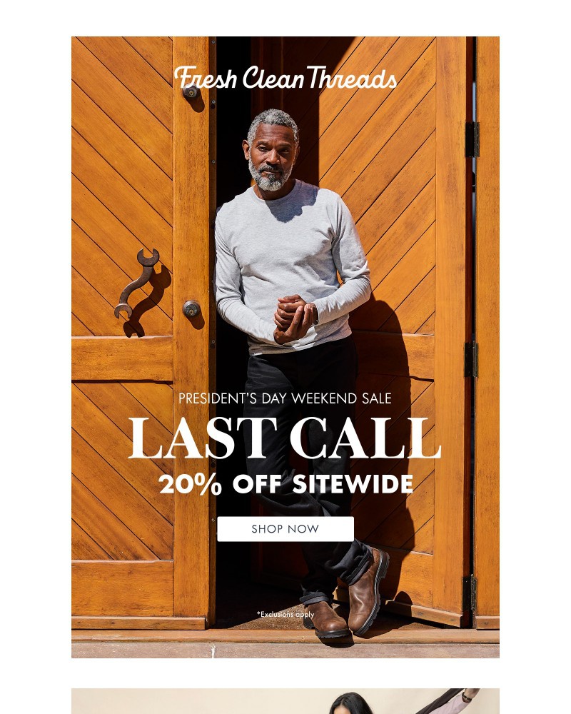 Screenshot of email sent to a Fresh Clean Threads Newsletter subscriber