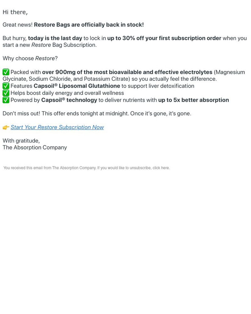 Screenshot of email with subject /media/emails/last-call-restore-sale-ends-tonight-0d3a3f-cropped-fa58e68e.jpg