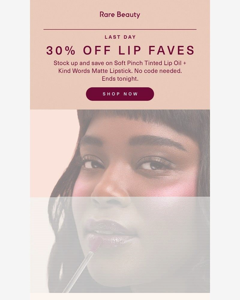 Screenshot of email sent to a Rare Beauty Newsletter subscriber