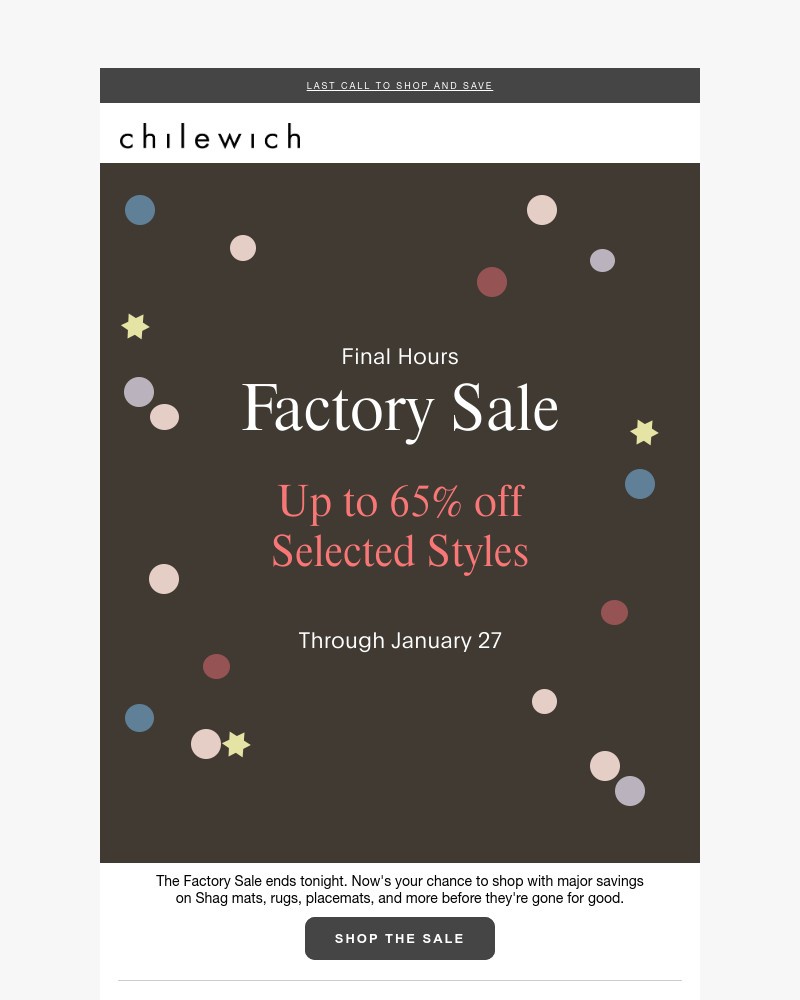 Screenshot of email sent to a Chilewich Newsletter subscriber