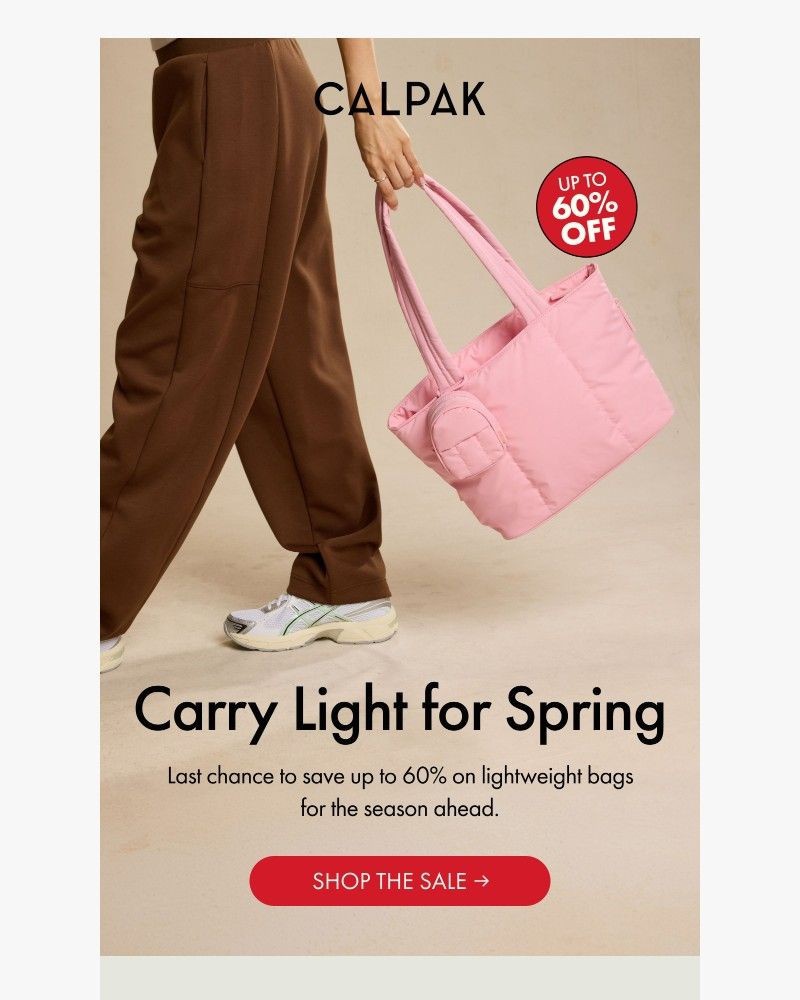 Screenshot of email sent to a Calpak Newsletter subscriber