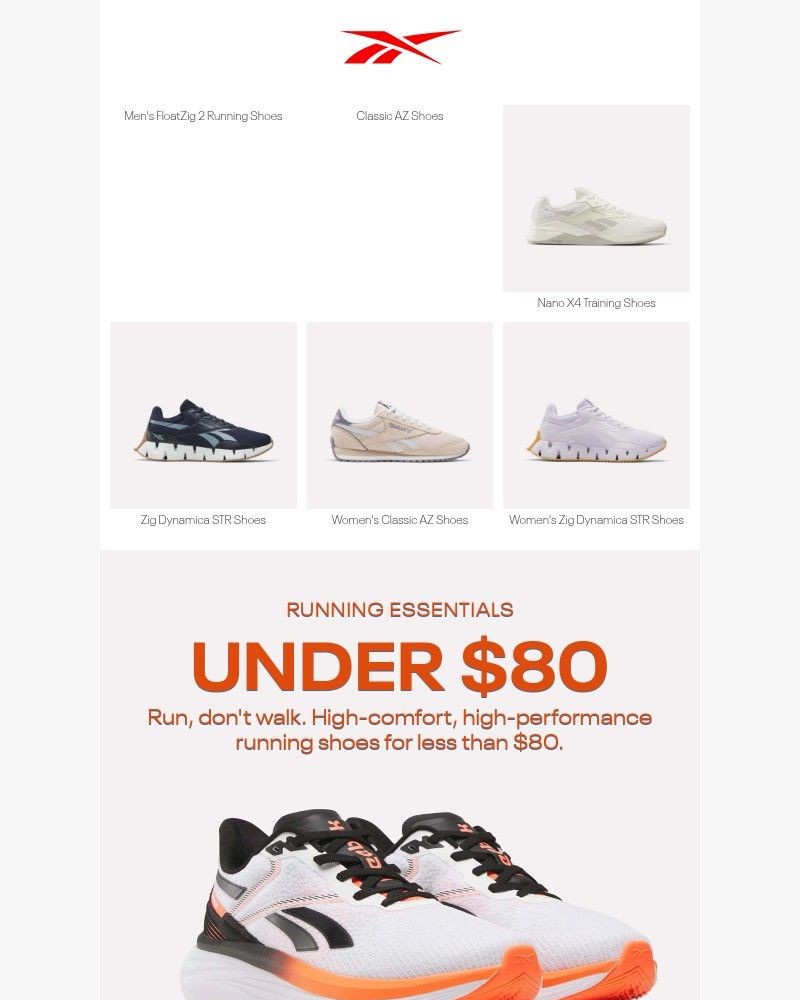 Screenshot of email sent to a Reebok Newsletter subscriber