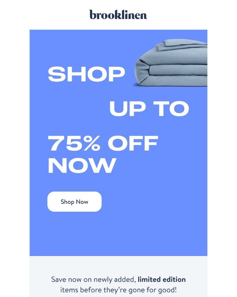 Screenshot of email sent to a Brooklinen Newsletter subscriber