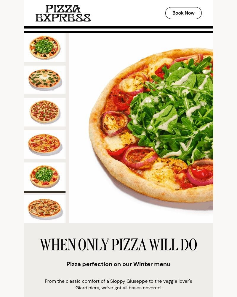 Screenshot of email sent to a Pizza Express Registered user
