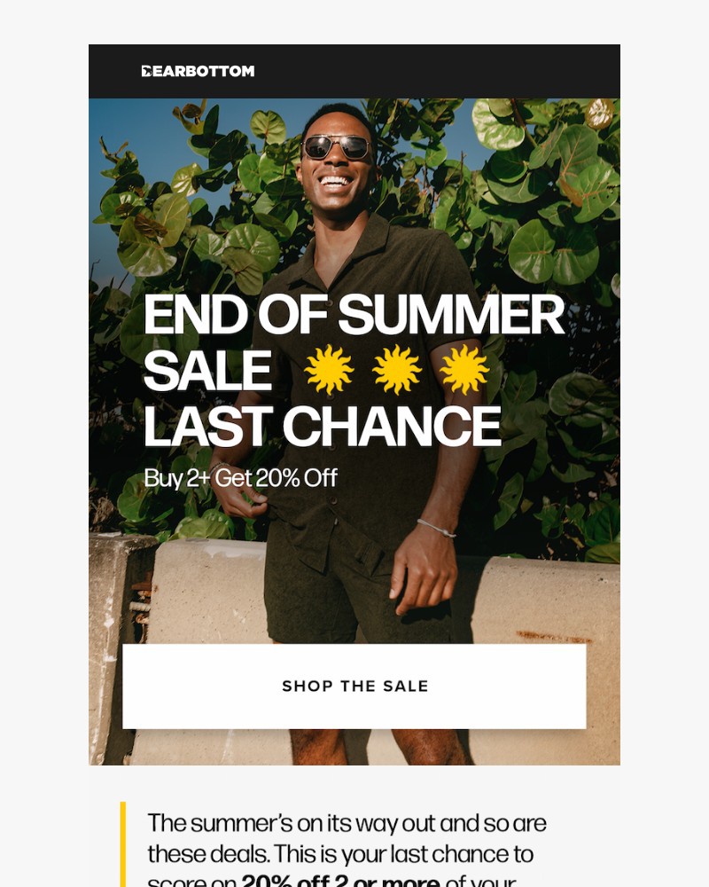 Screenshot of email sent to a Bearbottom Clothing Newsletter subscriber