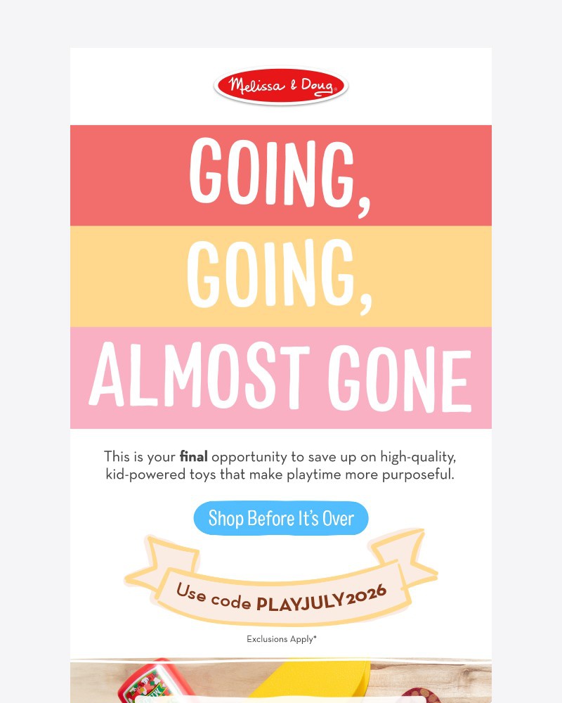 Screenshot of email sent to a Melissa & Doug Newsletter subscriber