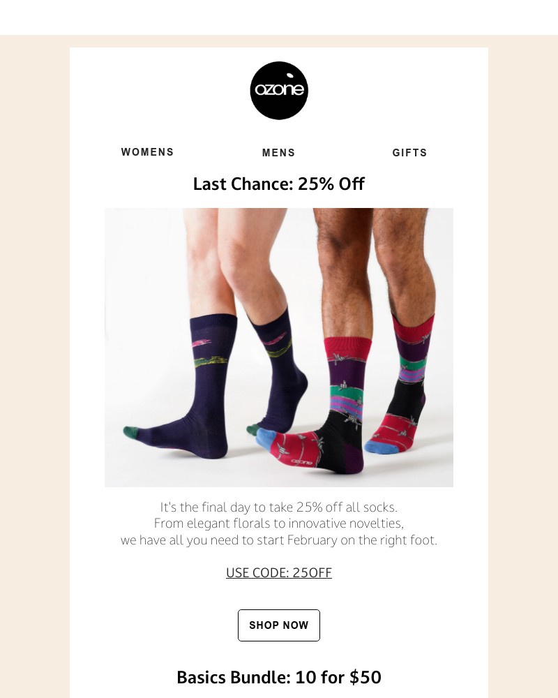 Screenshot of email with subject /media/emails/last-chance-25-off-all-socks-7441b0-cropped-60b5fcca.jpg
