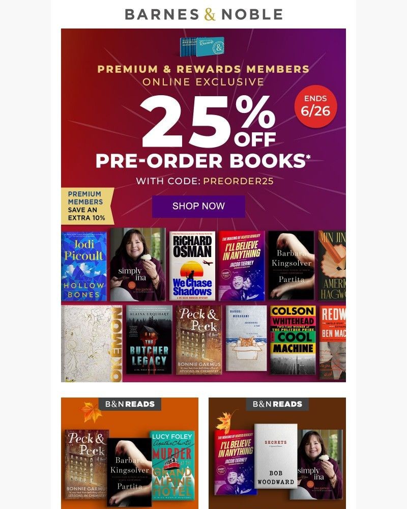 Screenshot of email sent to a Barnes and Noble Newsletter subscriber