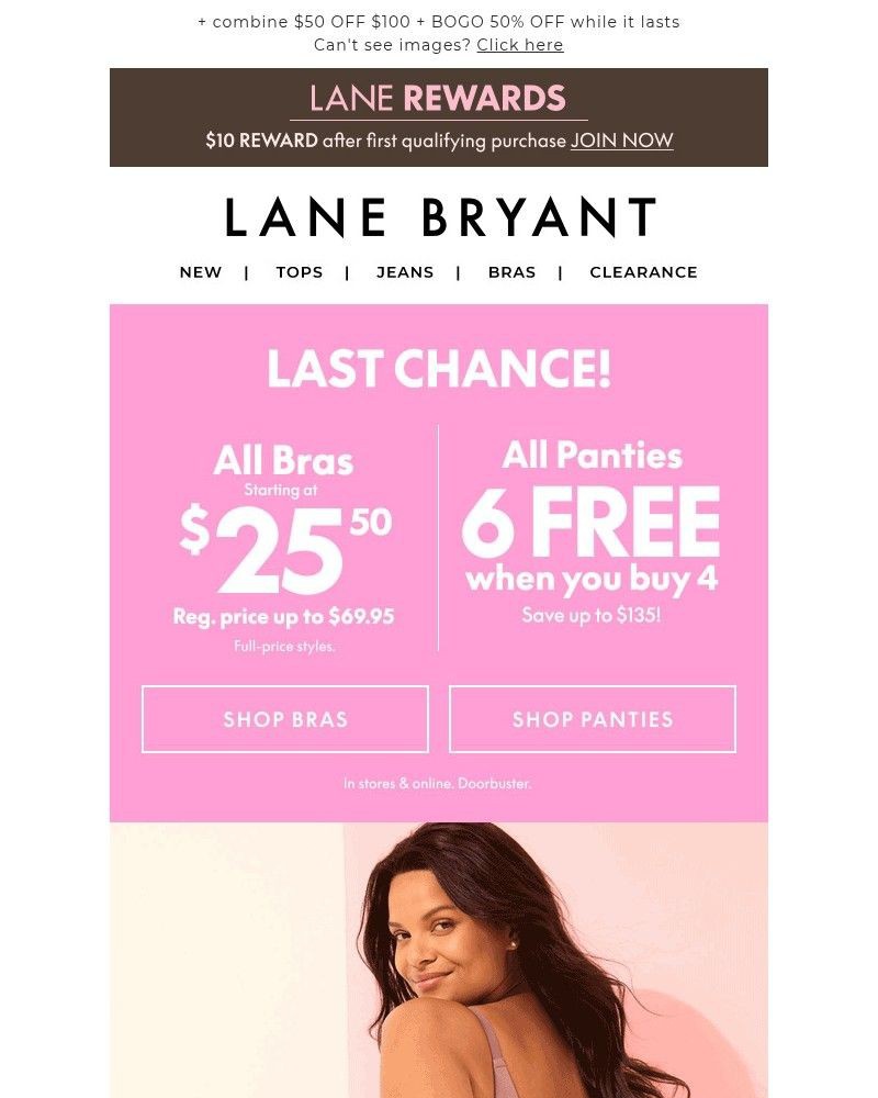 Screenshot of email sent to a Lane Bryant Newsletter subscriber