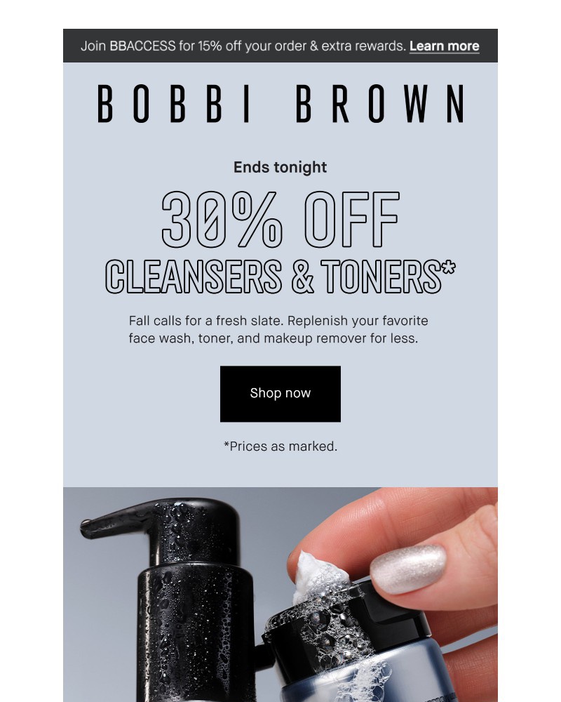 Screenshot of email sent to a Bobbi Brown Newsletter subscriber