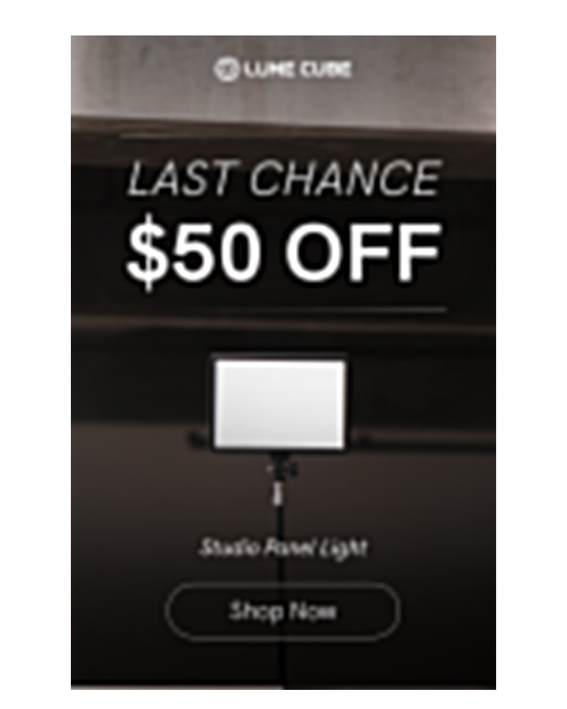 Screenshot of email sent to a Lume Cube Newsletter subscriber