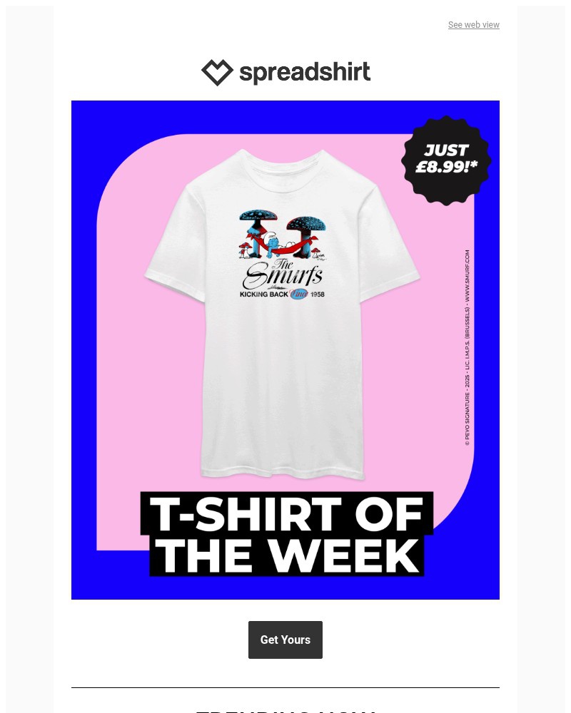 Screenshot of email with subject /media/emails/last-chance-899-for-the-smurfs-t-shirt-of-the-week-a717f3-cropped-615e20a9.jpg