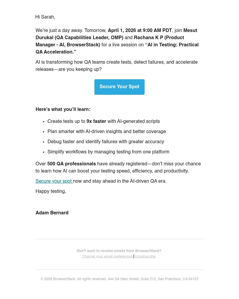 Screenshot of email with subject /media/emails/last-chance-ai-in-testing-practical-qa-acceleration-065a4a-cropped-f8391227.jpg