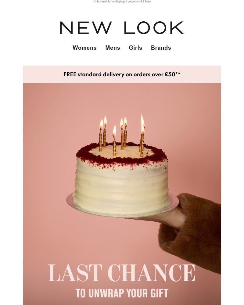 Screenshot of email sent to a New Look Newsletter subscriber