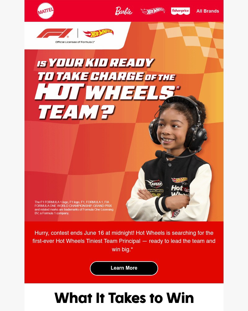 Screenshot of email sent to a Mattel Newsletter subscriber