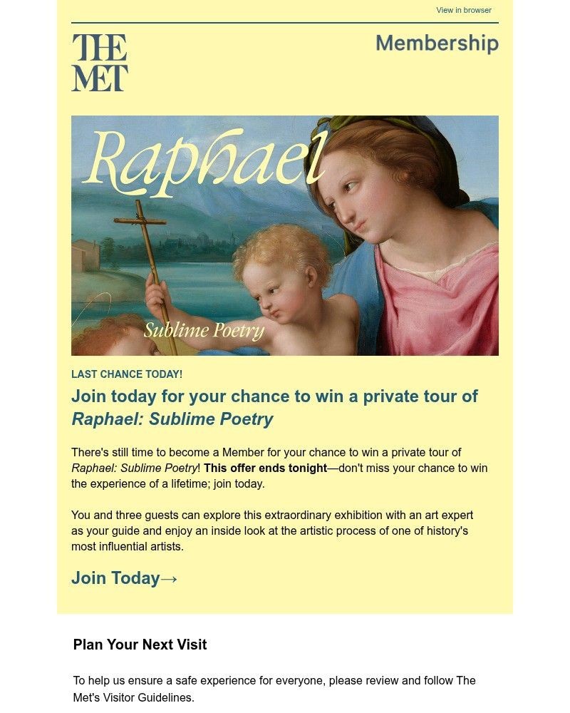 Screenshot of email sent to a The Metropolitan Museum of Art (The Met) Newsletter subscriber