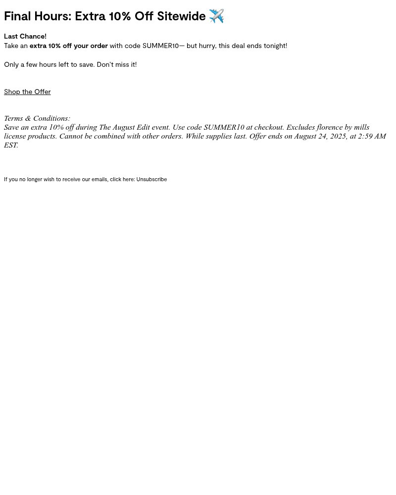 Screenshot of email with subject /media/emails/last-chance-extra-10-off-tonight-only-9327bf-cropped-5539a09e.jpg