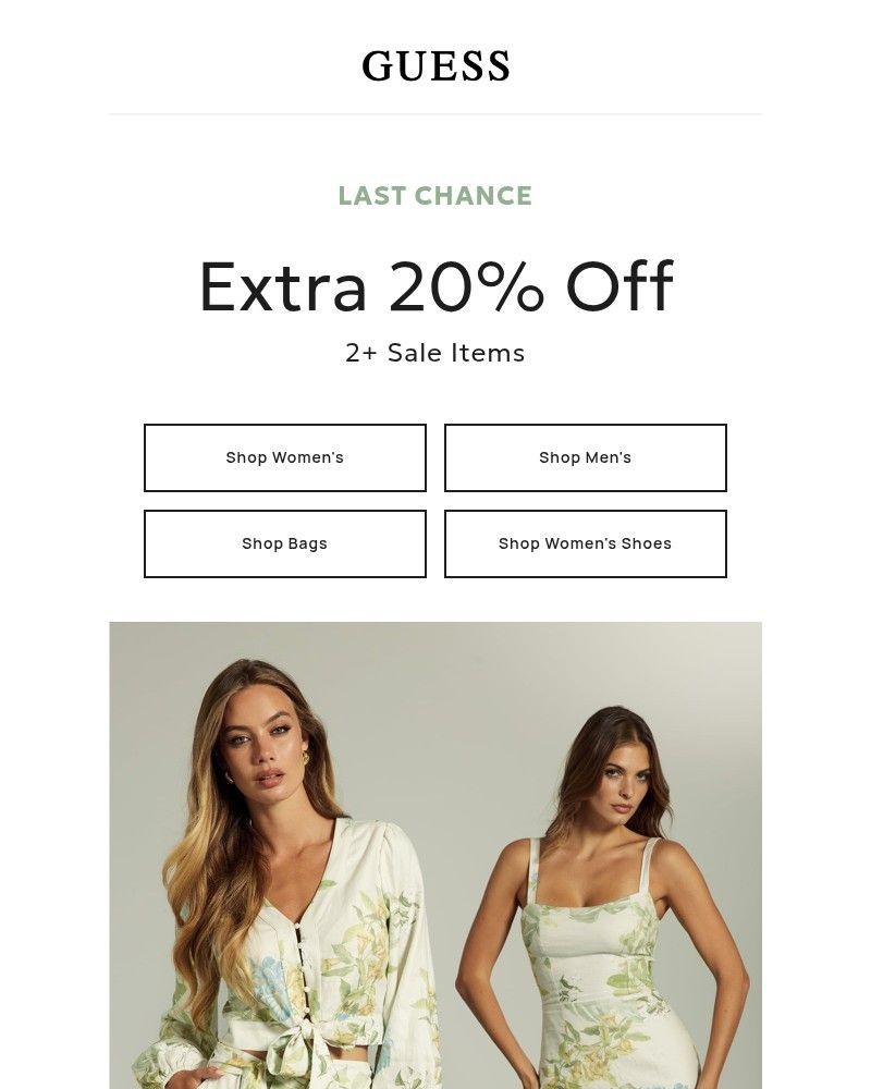 Screenshot of email sent to a Guess Newsletter subscriber