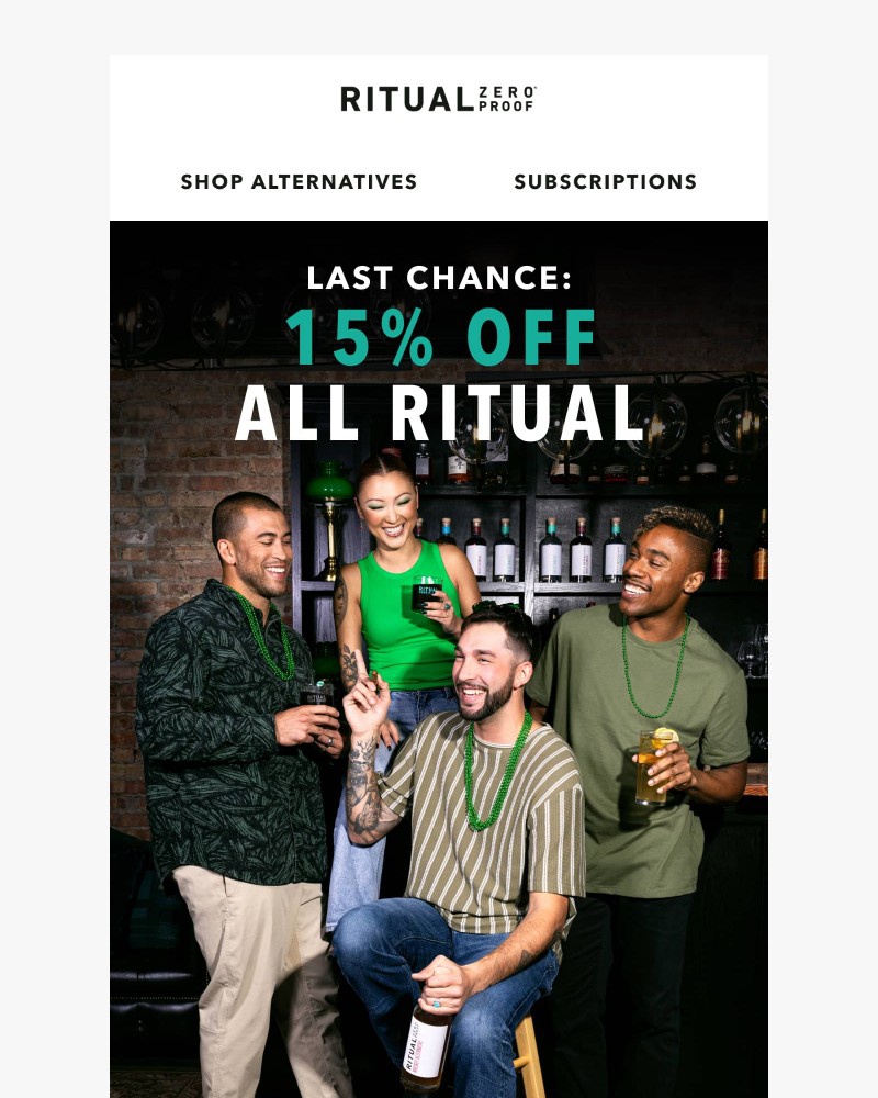 Screenshot of email sent to a Ritual Zero Proof Newsletter subscriber