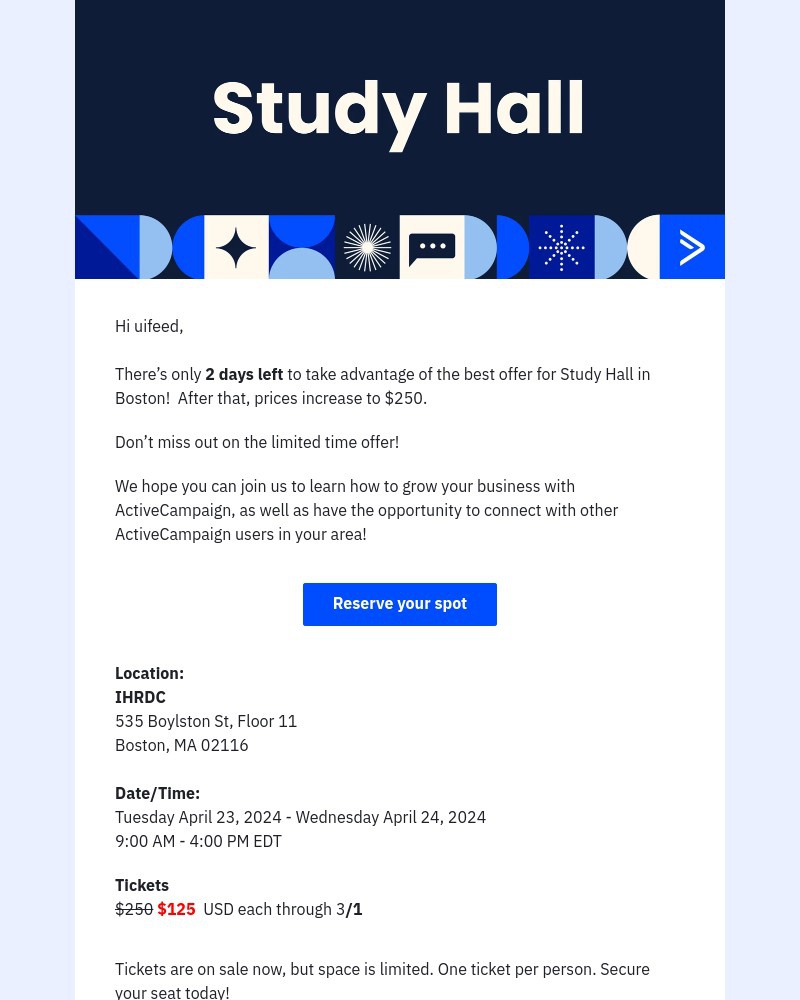Screenshot of email with subject /media/emails/last-chance-for-early-bird-pricing-for-study-hall-48b0c6-cropped-2a0568f0.jpg