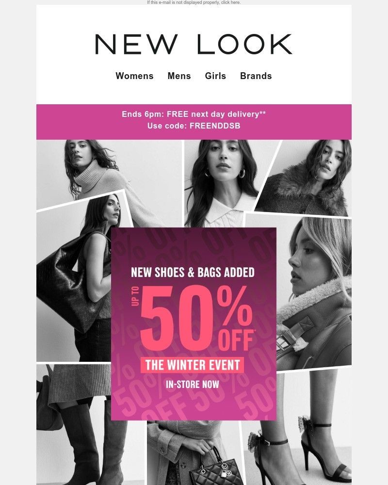Screenshot of email sent to a New Look Newsletter subscriber