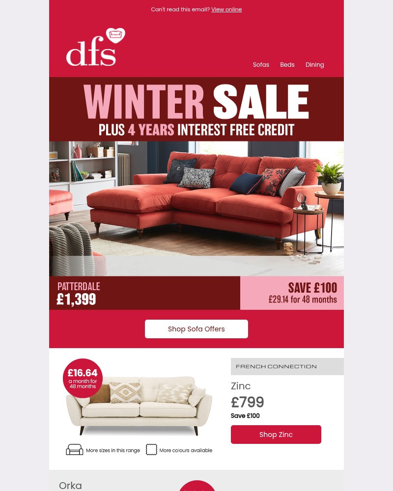 Screenshot of email sent to a DFS Cart abandoner