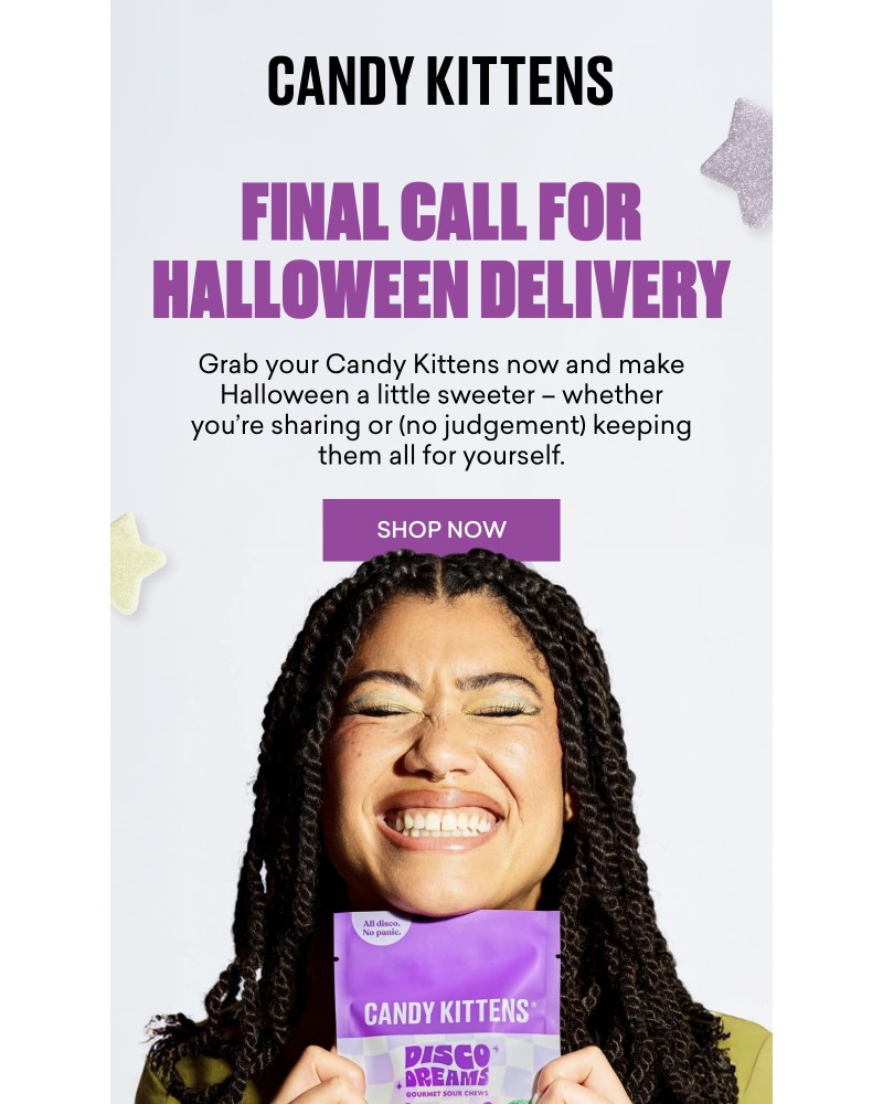 Screenshot of email sent to a Candy Kittens Newsletter subscriber