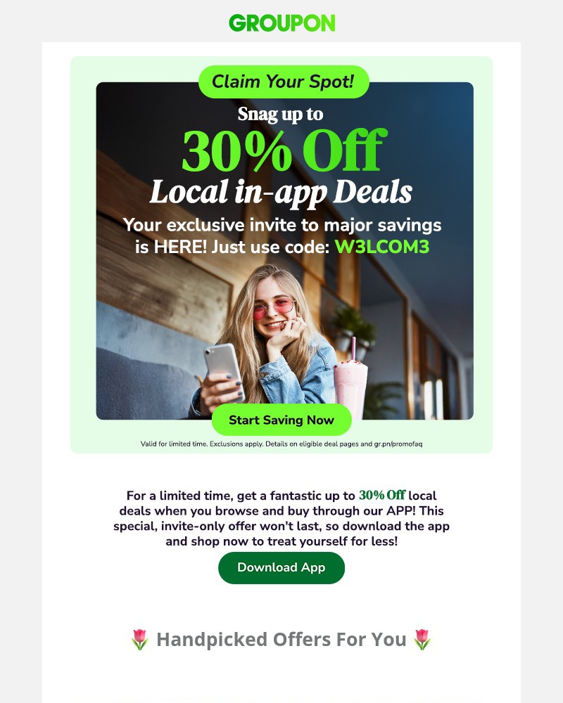 Screenshot of email sent to a Groupon Newsletter subscriber