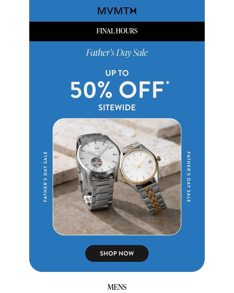 Screenshot of email sent to a MVMT Newsletter subscriber
