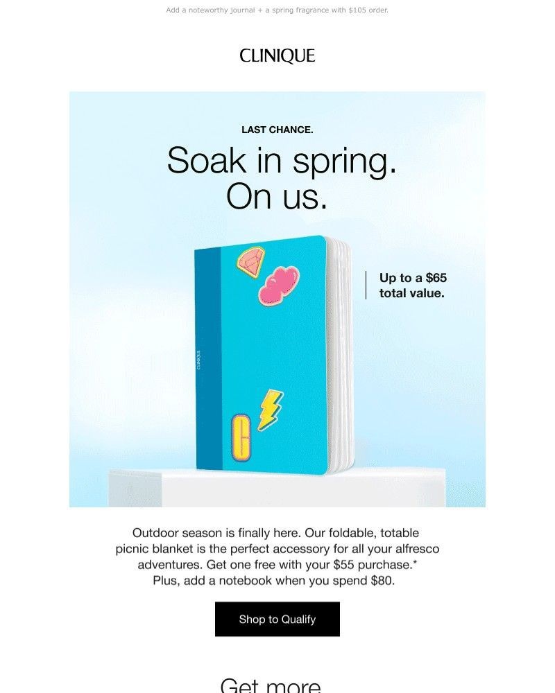 Screenshot of email sent to a Clinique Newsletter subscriber