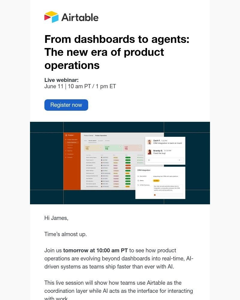 Screenshot of email sent to a Airtable Invited user