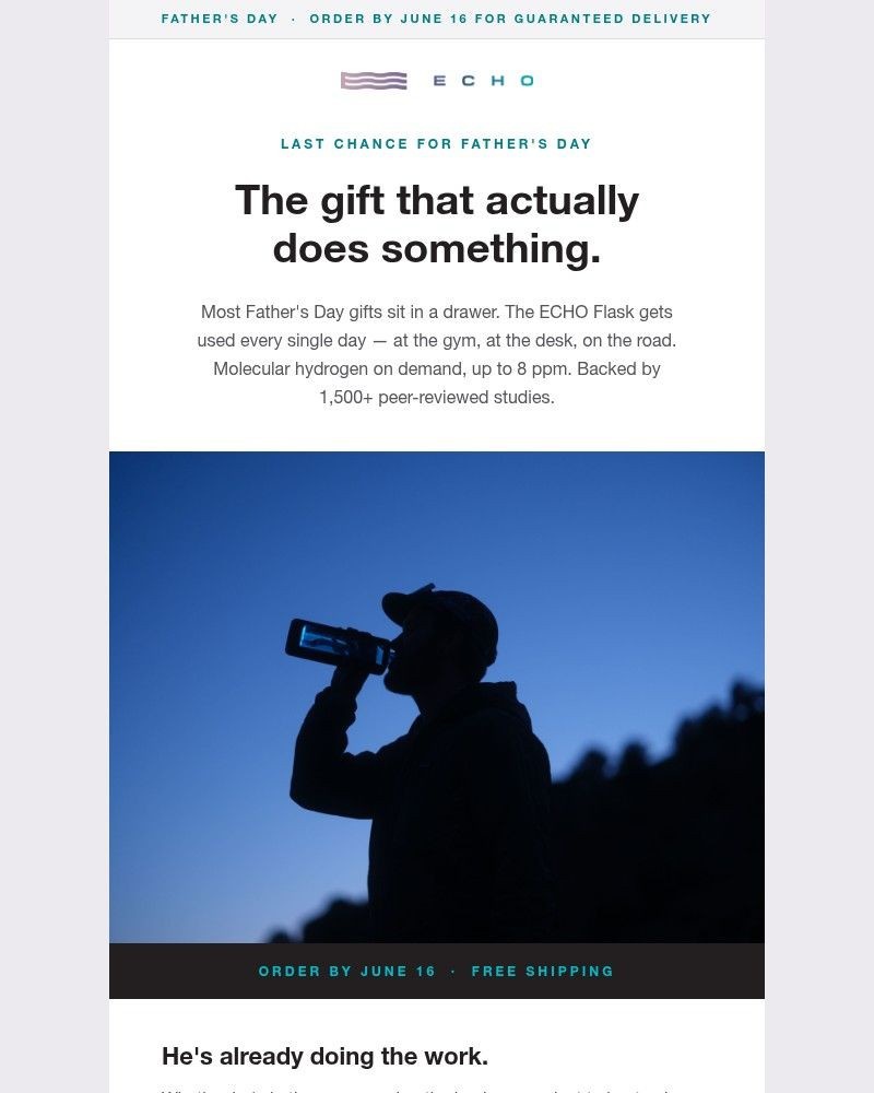Screenshot of email sent to a Echo Water Newsletter subscriber