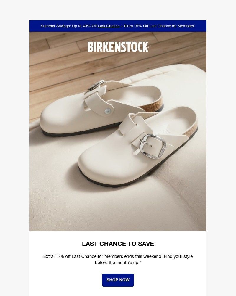 Screenshot of email sent to a Birkenstock Newsletter subscriber