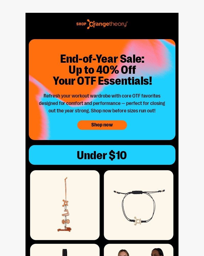 Screenshot of email sent to a Orange Theory Newsletter subscriber