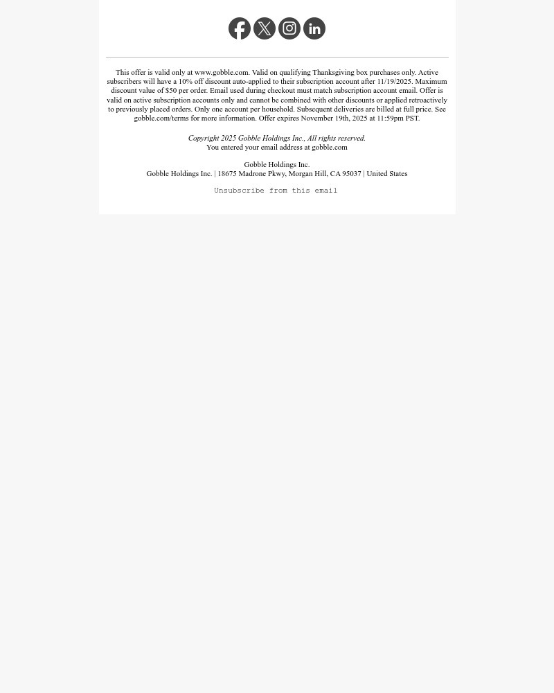 Screenshot of email sent to a Gobble Cart abandoner