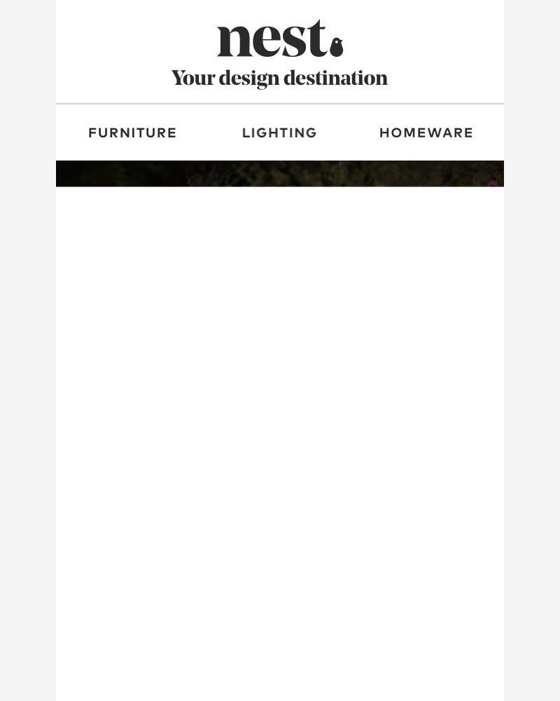 Screenshot of email sent to a Nest Furniture Cart abandoner