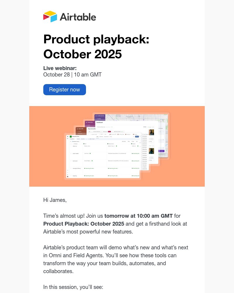 Screenshot of email sent to a Airtable Invited user