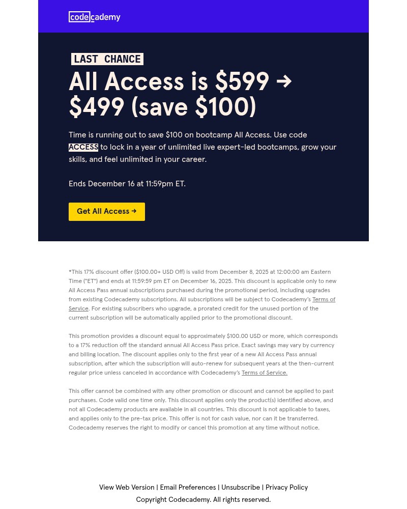 Screenshot of email with subject /media/emails/last-chance-save-100-on-all-access-d537d6-cropped-d554584f.jpg
