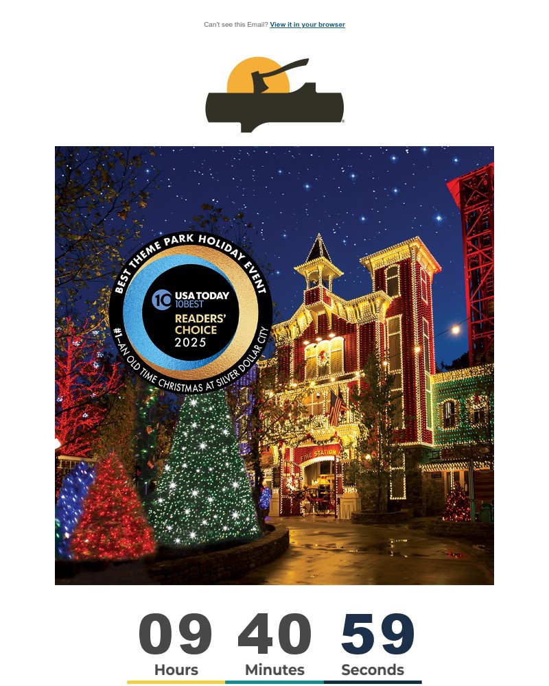 Screenshot of email sent to a Silver Dollar City Newsletter subscriber