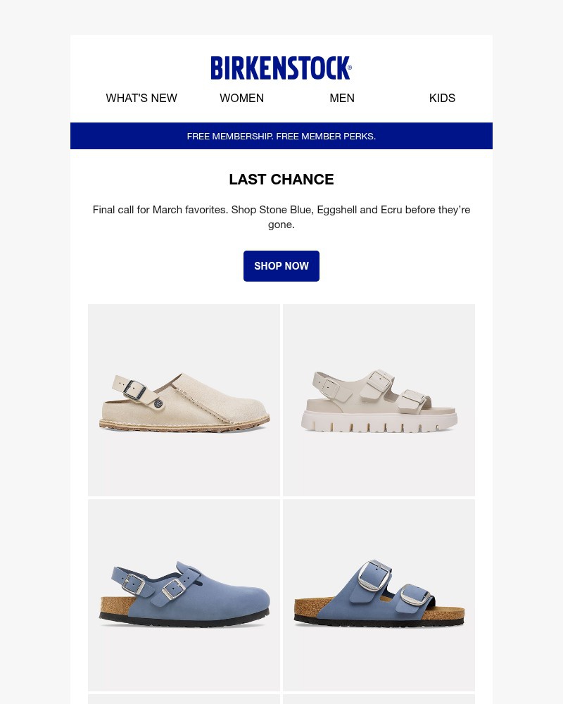Screenshot of email sent to a Birkenstock Newsletter subscriber