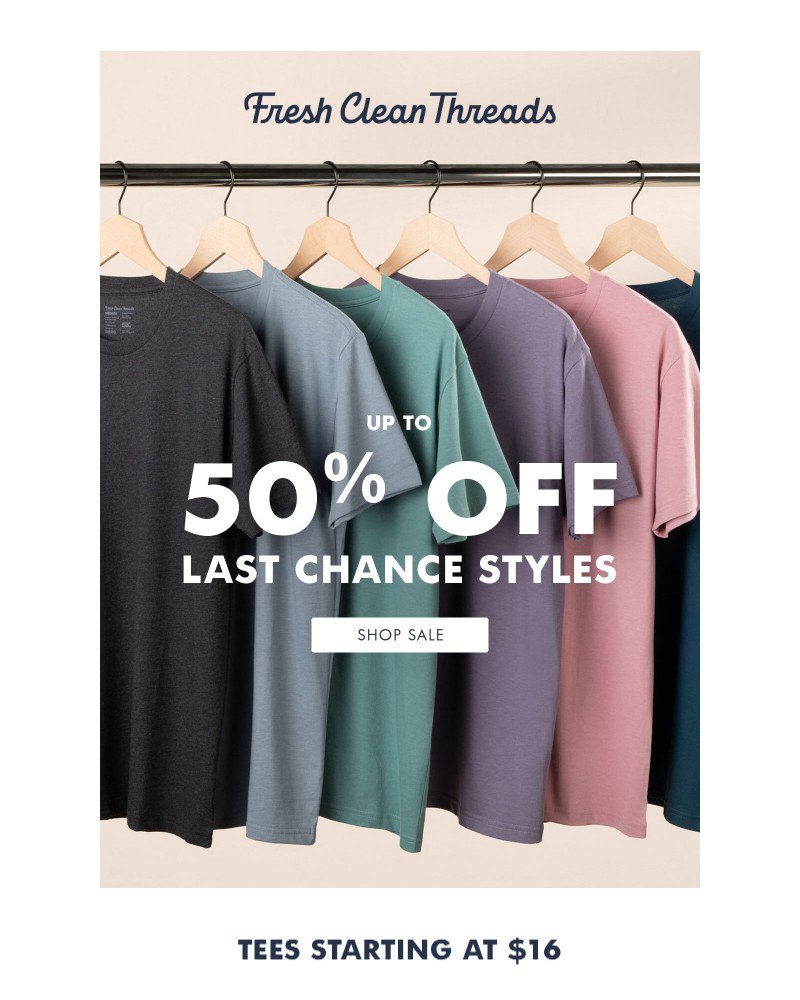 Screenshot of email sent to a Fresh Clean Threads Newsletter subscriber