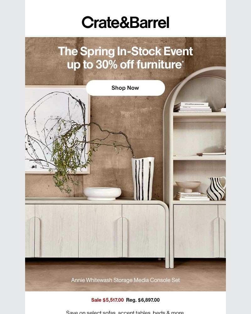 Screenshot of email sent to a Crate & Barrel Newsletter subscriber