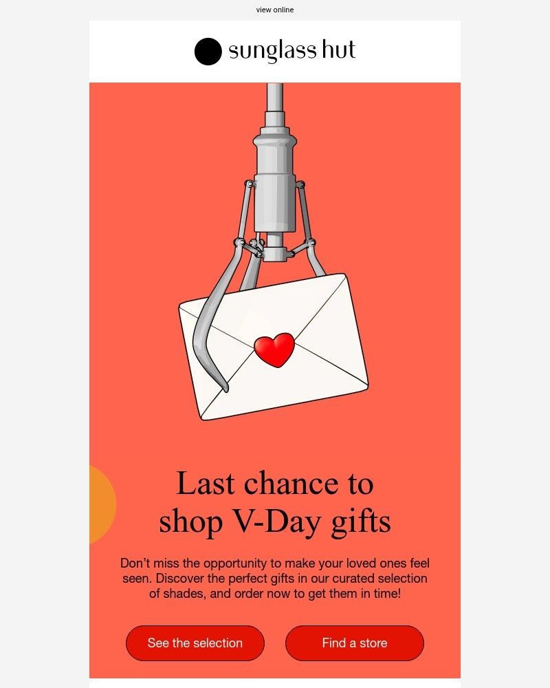 Screenshot of email sent to a Sunglass Hut Newsletter subscriber