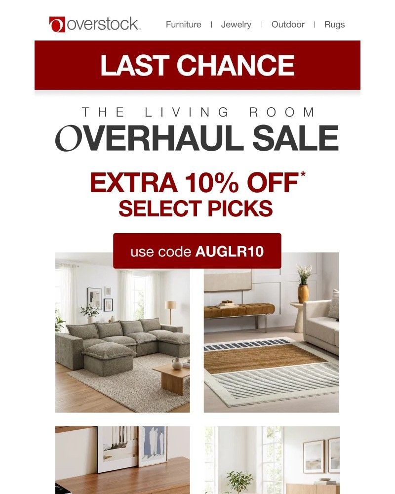 Screenshot of email sent to a Overstock Newsletter subscriber