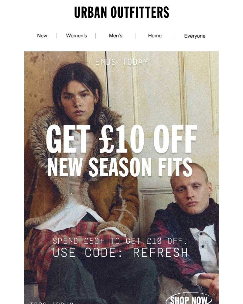 Screenshot of email sent to a Urban Outfitters Newsletter subscriber