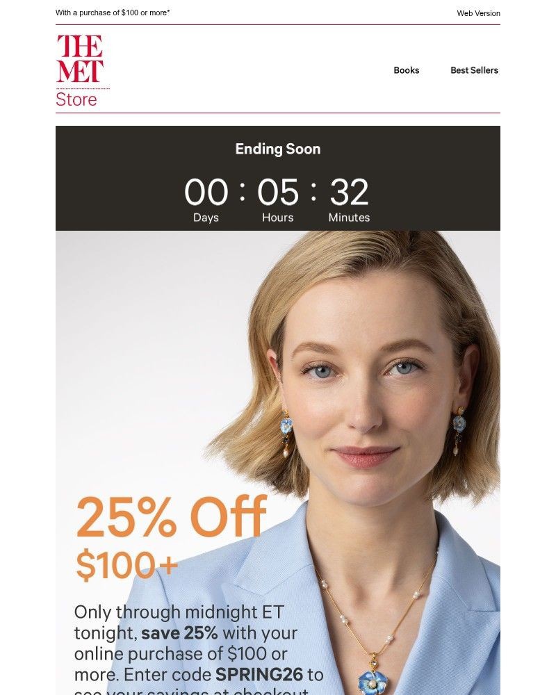 Screenshot of email sent to a The Metropolitan Museum of Art (The Met) Newsletter subscriber