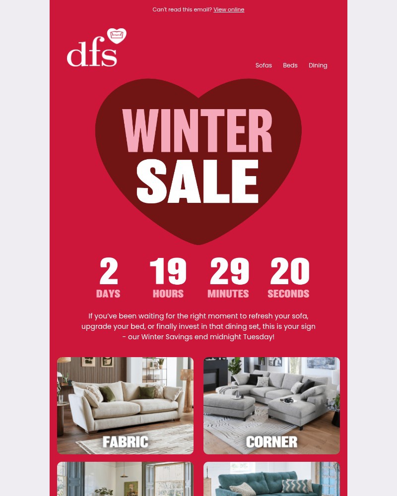 Screenshot of email sent to a DFS Cart abandoner