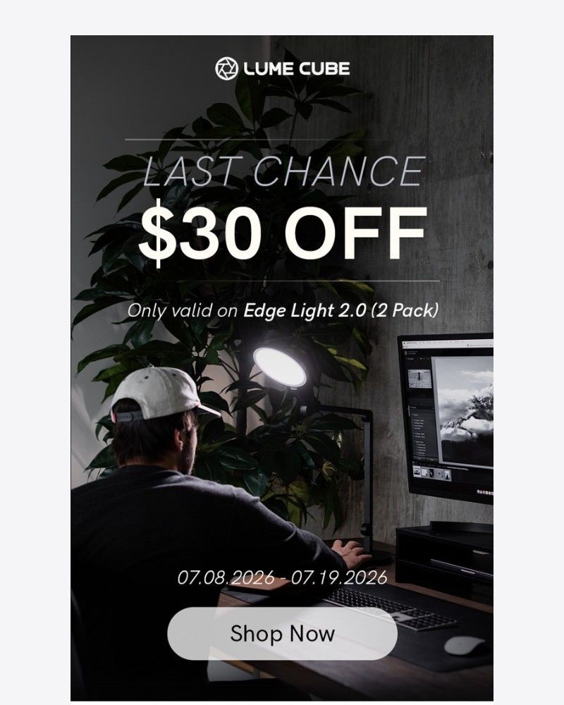 Screenshot of email sent to a Lume Cube Newsletter subscriber