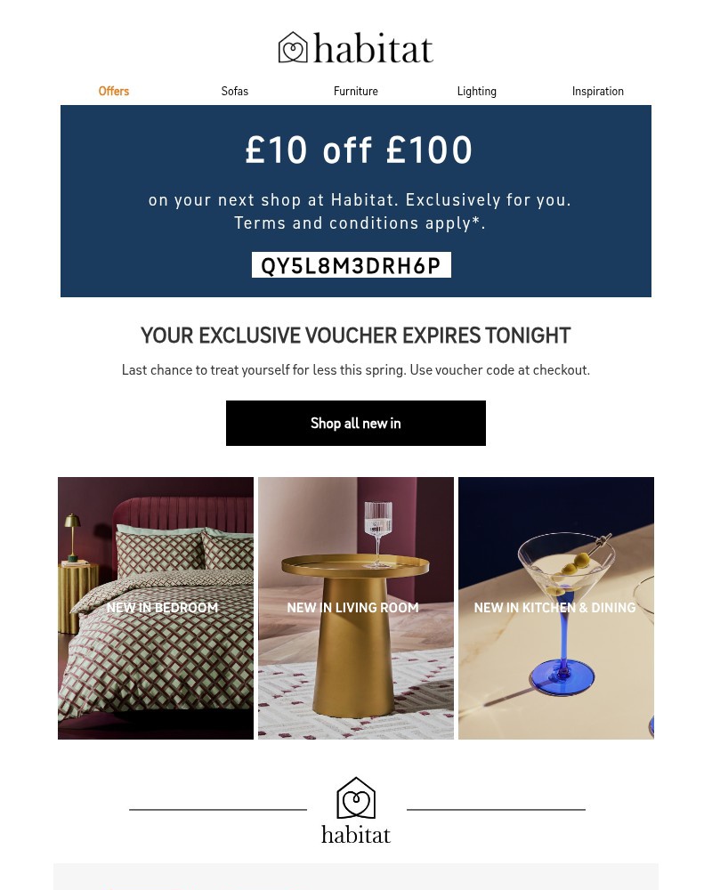 Screenshot of email sent to a Habitat Cart abandoner