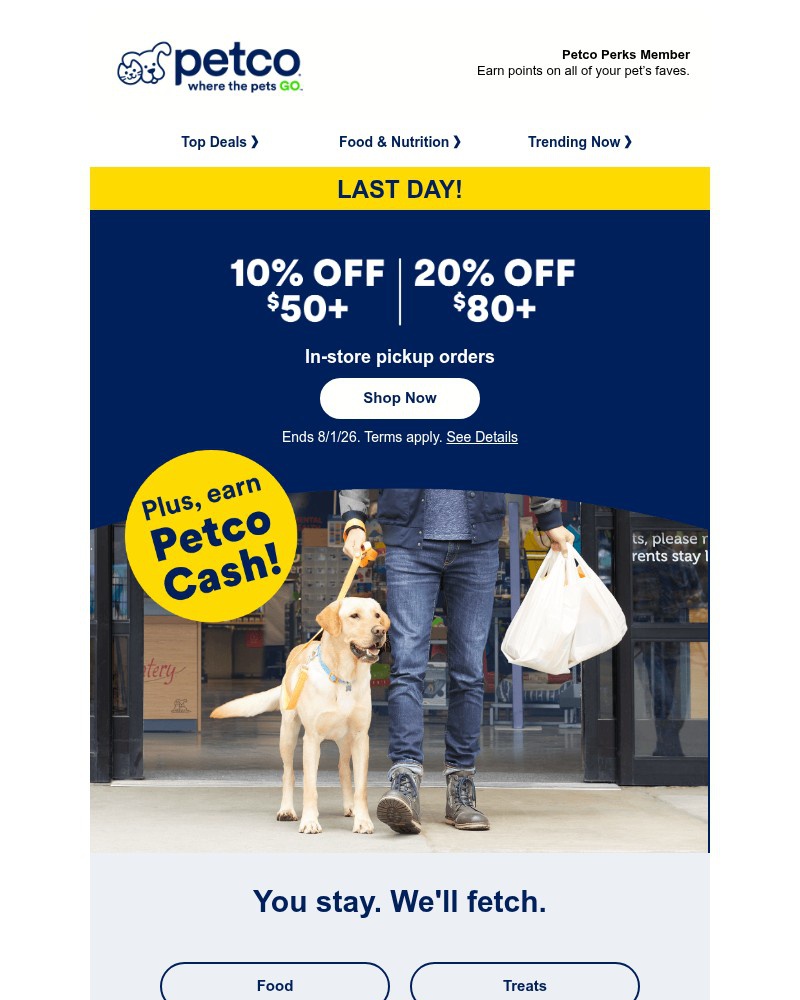 Screenshot of email sent to a Petco Newsletter subscriber